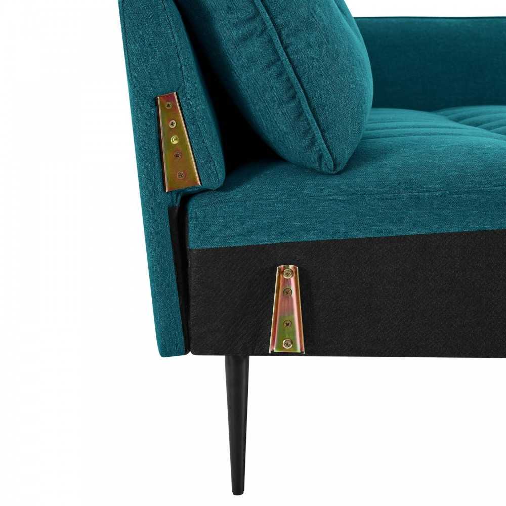 Cameron Tufted Fabric Sofa, Teal
