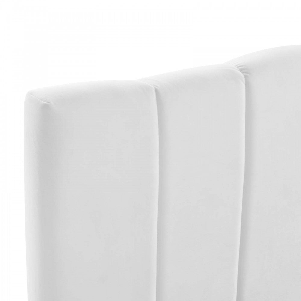 Camilla Channel Tufted King/California King Performance Velvet Headboard, White