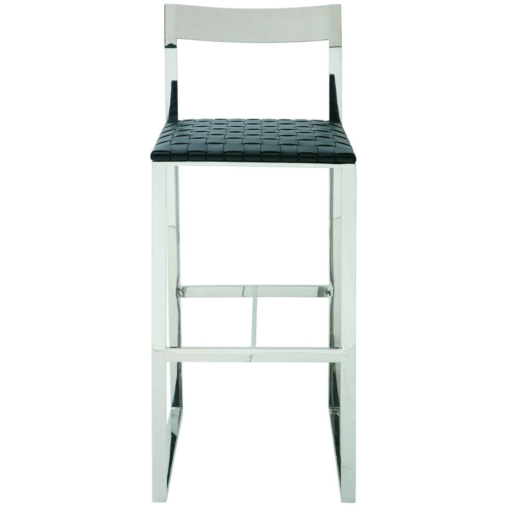 Camille Black Leather Counter Stool