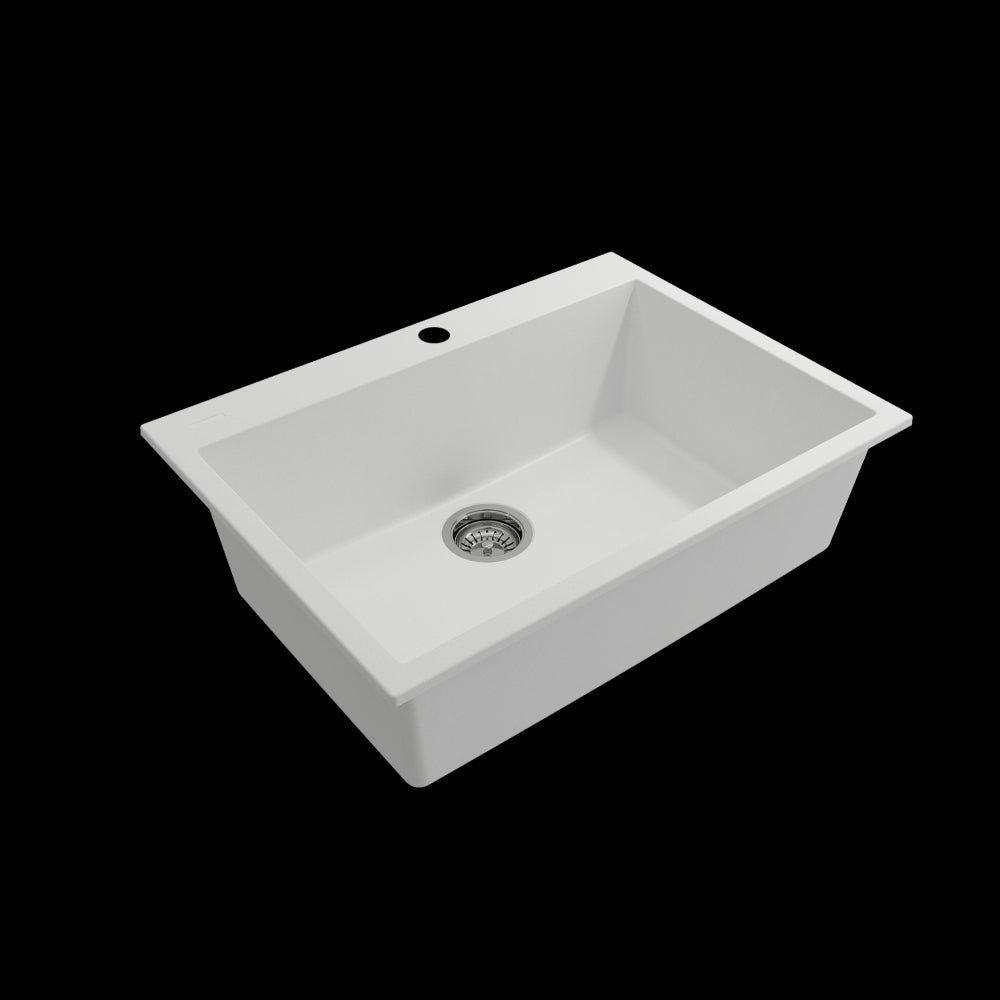 Campino Uno Dual-Mount 27 in. Single Bowl Kitchen Sink in Milk White
