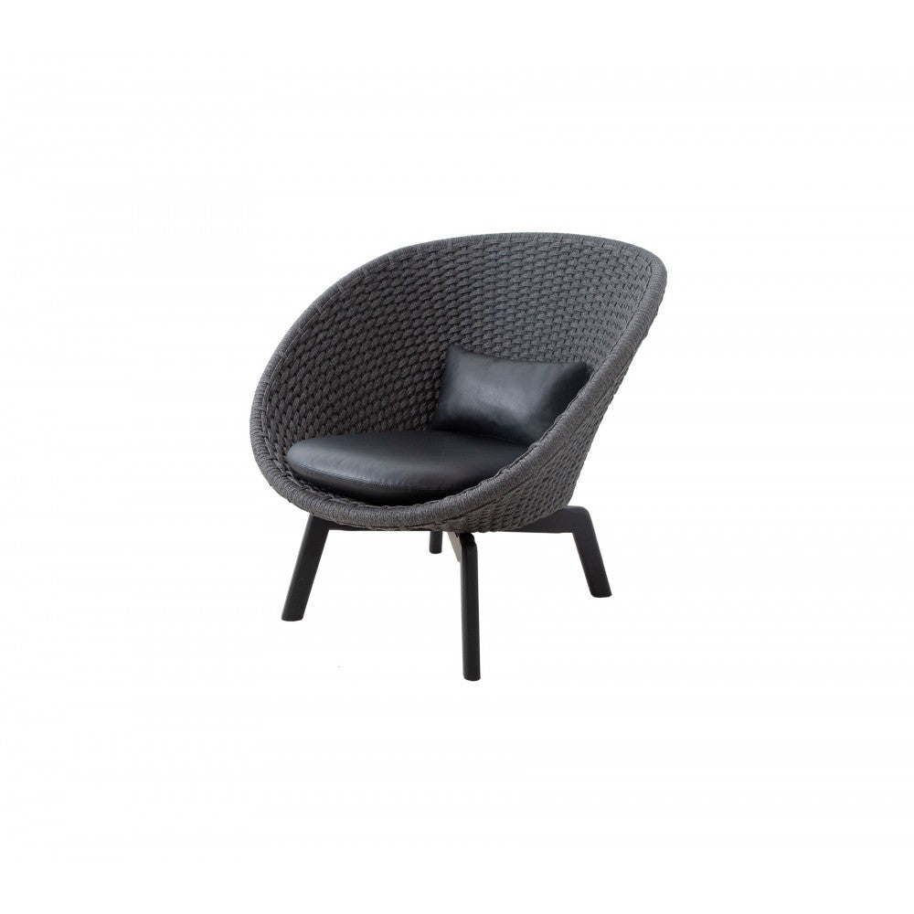 Cane-line Peacock lounge chair w/black teak legs INDOOR, 7458RODGST