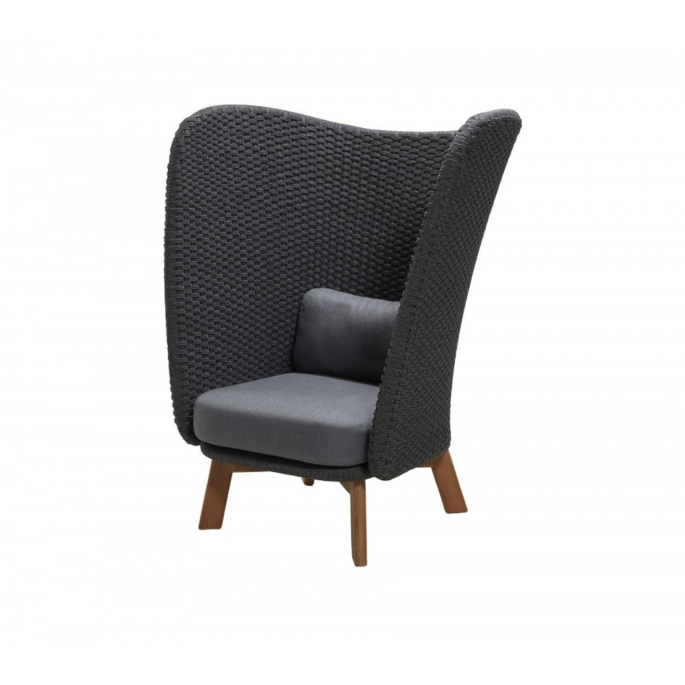 Cane-line Peacock Wing highback chair w/teak legs, 5460RODGT