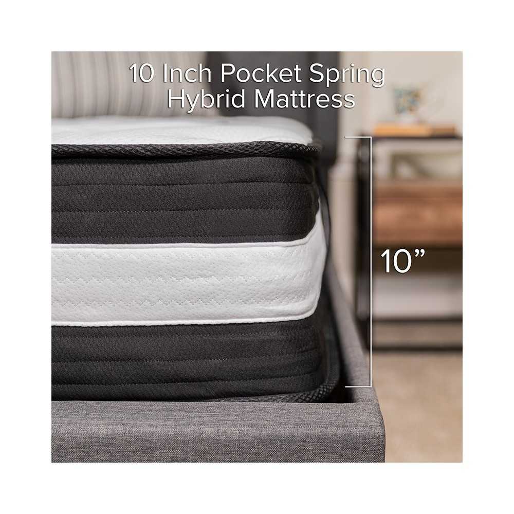 Capri Comfortable Sleep 10 Inch CertiPUR-US Certified Foam and Pocket Spring Mattress, Twin Mattress in a Box