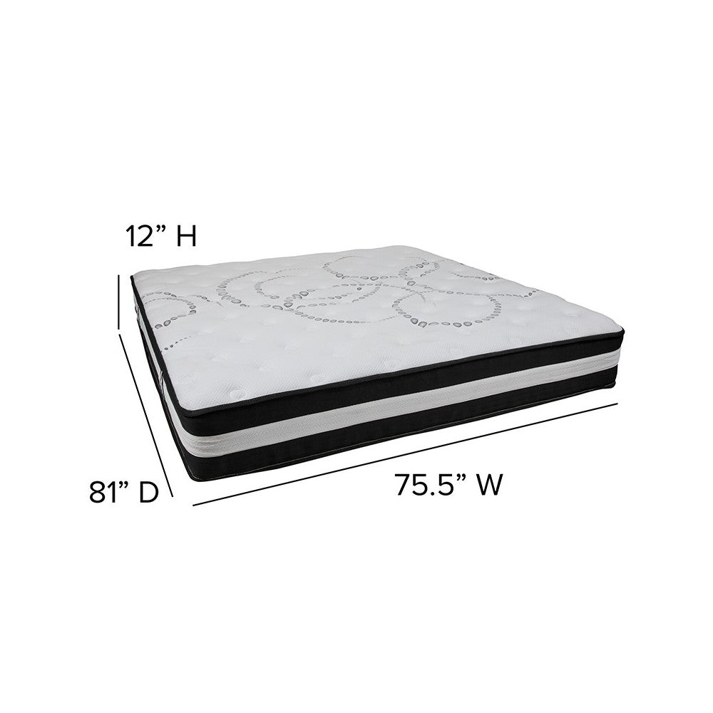 Capri Comfortable Sleep 12 Inch CertiPUR-US Certified Foam and Pocket Spring Mattress, King Mattress in a Box