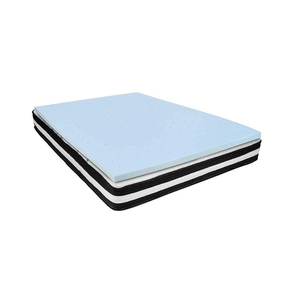 Capri Comfortable Sleep Queen 10 Inch CertiPUR-US Certified Foam Pocket Spring Mattress & 3 inch Gel Memory Foam Topper Bundle