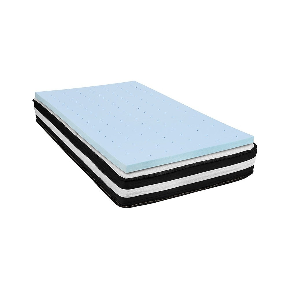 Capri Comfortable Sleep Twin 10 Inch CertiPUR-US Certified Foam Pocket Spring Mattress & 3 inch Gel Memory Foam Topper Bundle