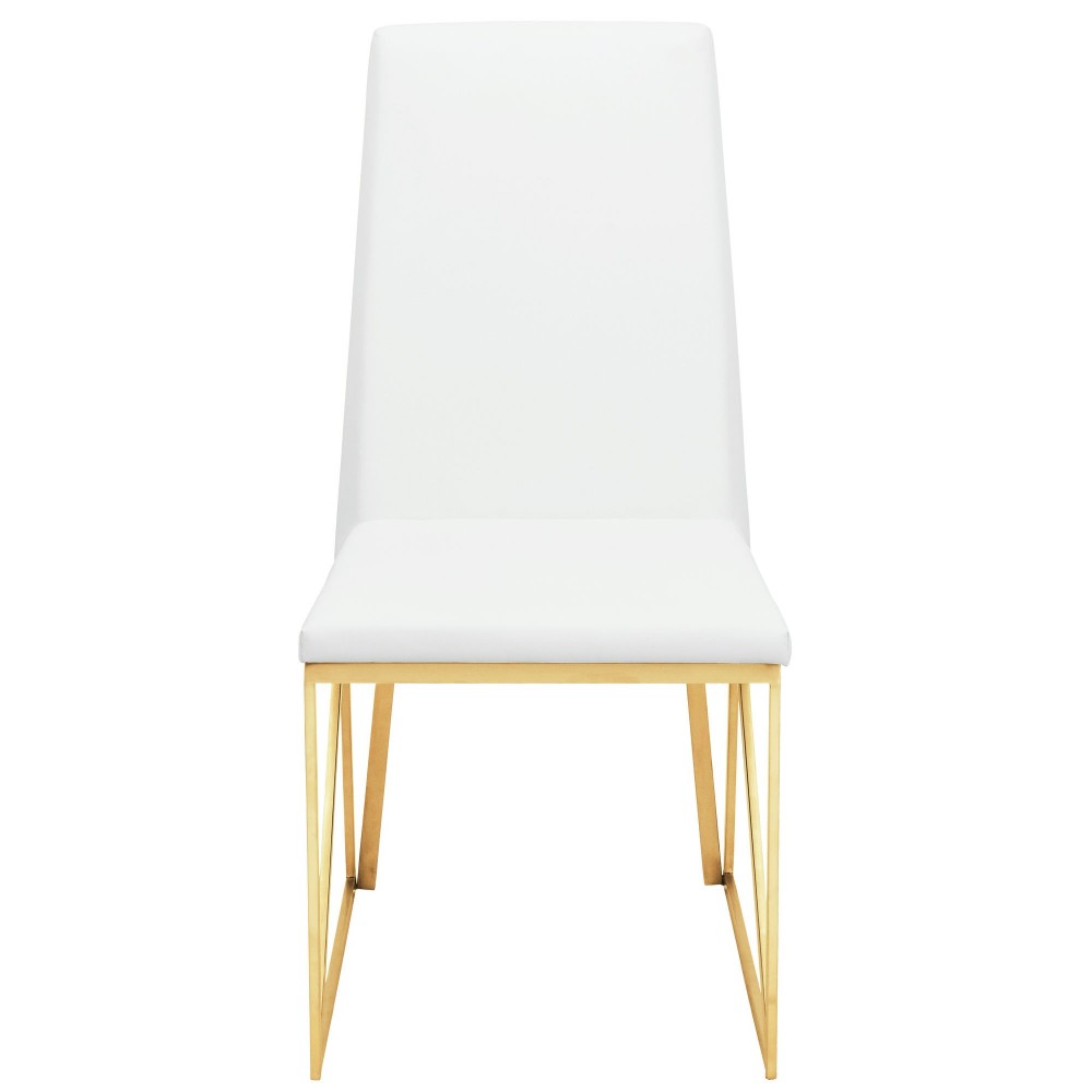 Caprice White Naugahyde Dining Chair, HGTB316