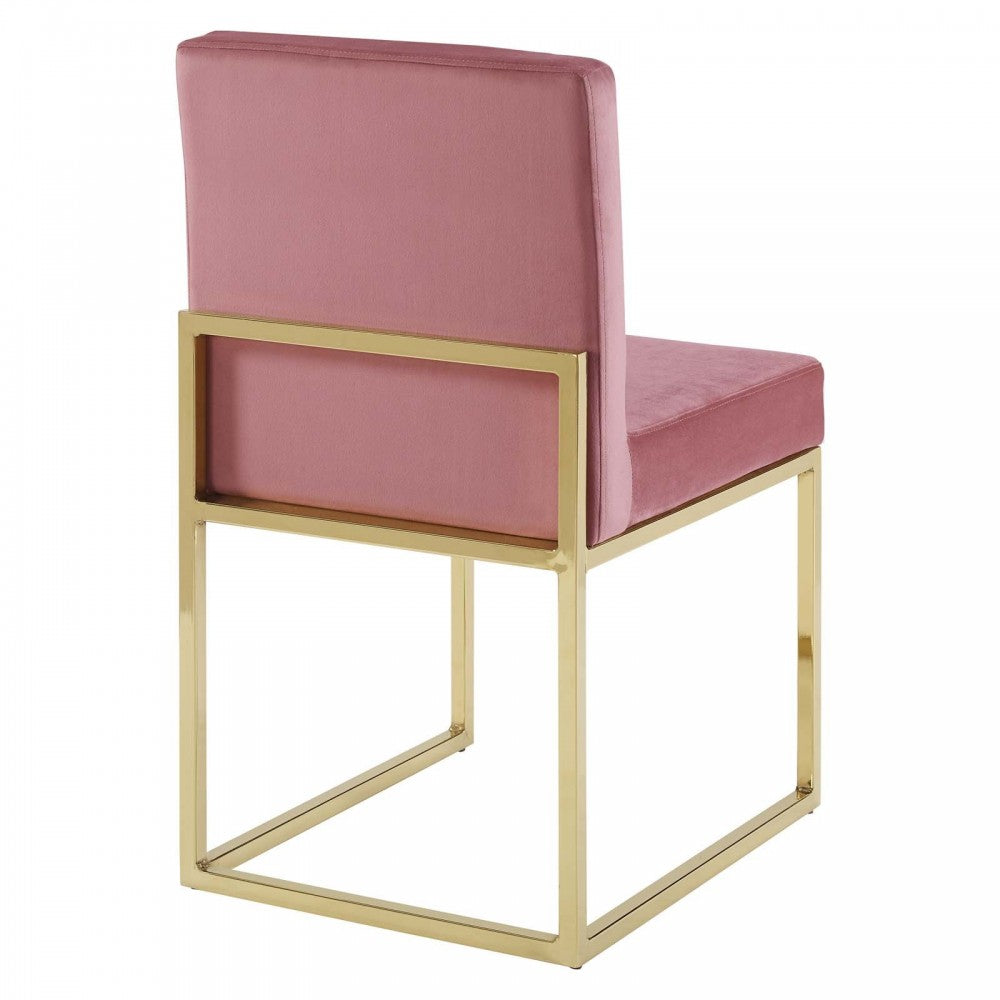 Carriage Dining Chair Performance Velvet Set of 2, Gold Dusty Rose