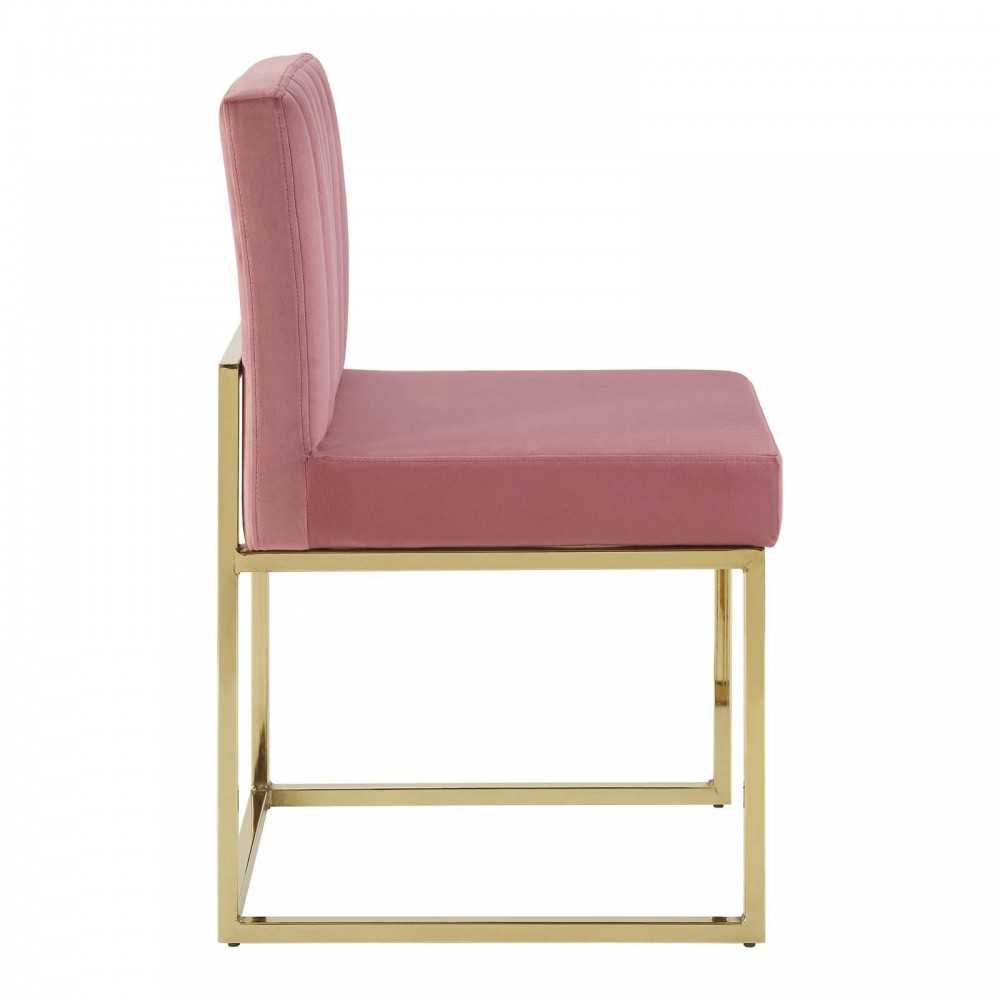 Carriage Dining Chair Performance Velvet Set of 2, Gold Dusty Rose