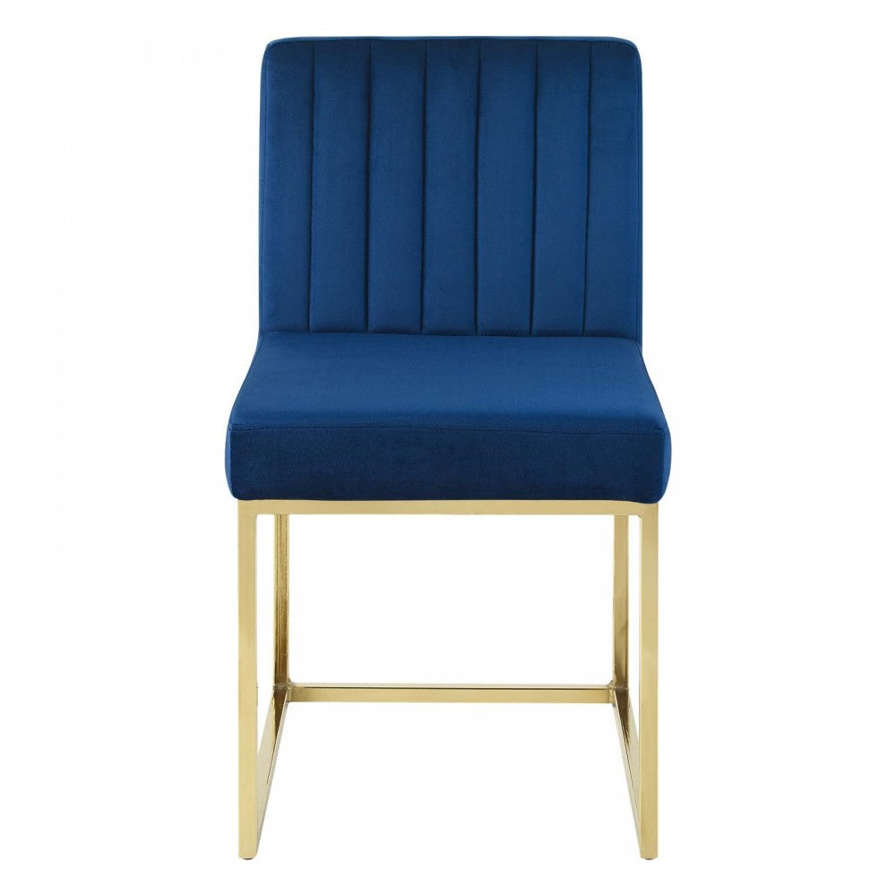 Carriage Dining Chair Performance Velvet Set of 2, Gold Navy
