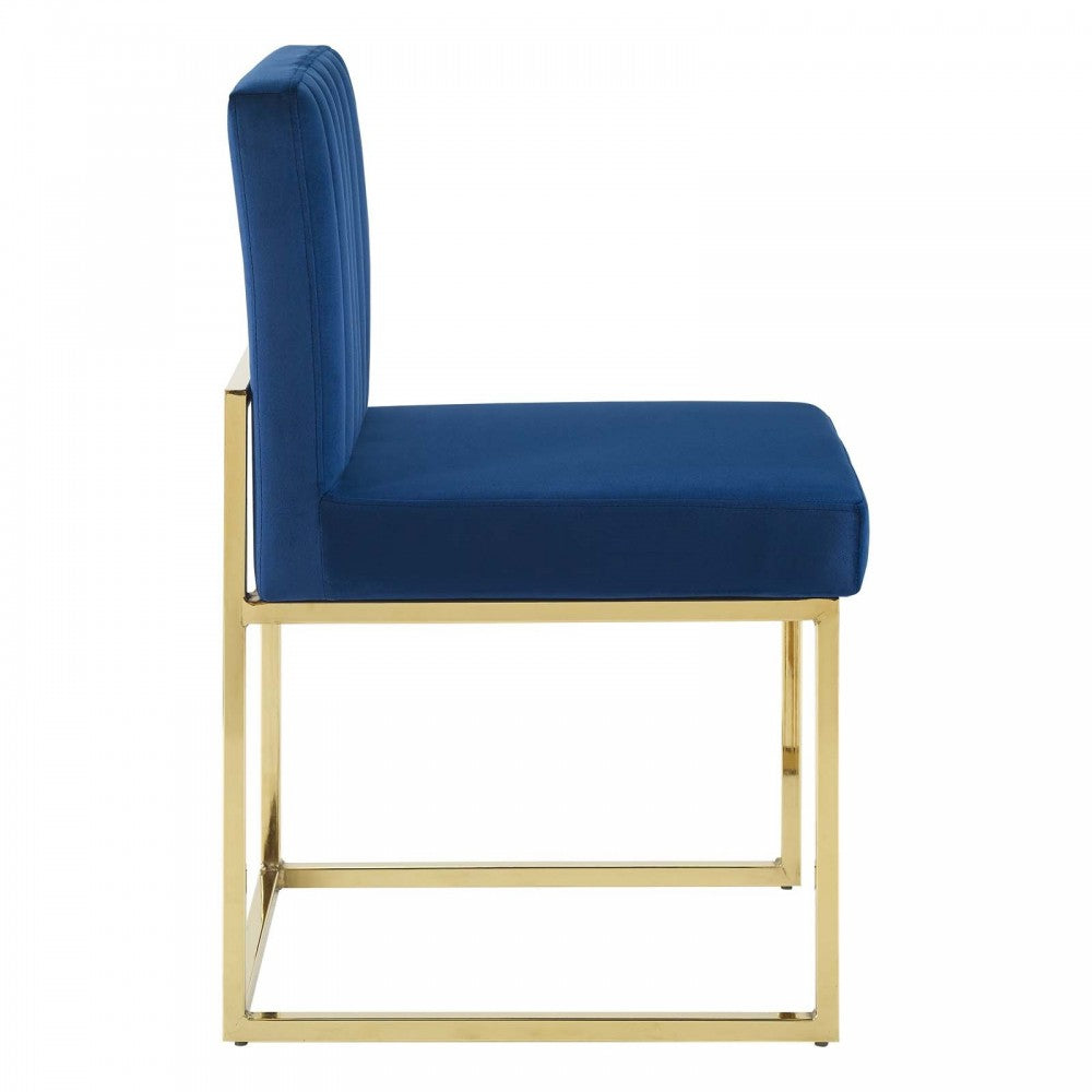 Carriage Dining Chair Performance Velvet Set of 2, Gold Navy