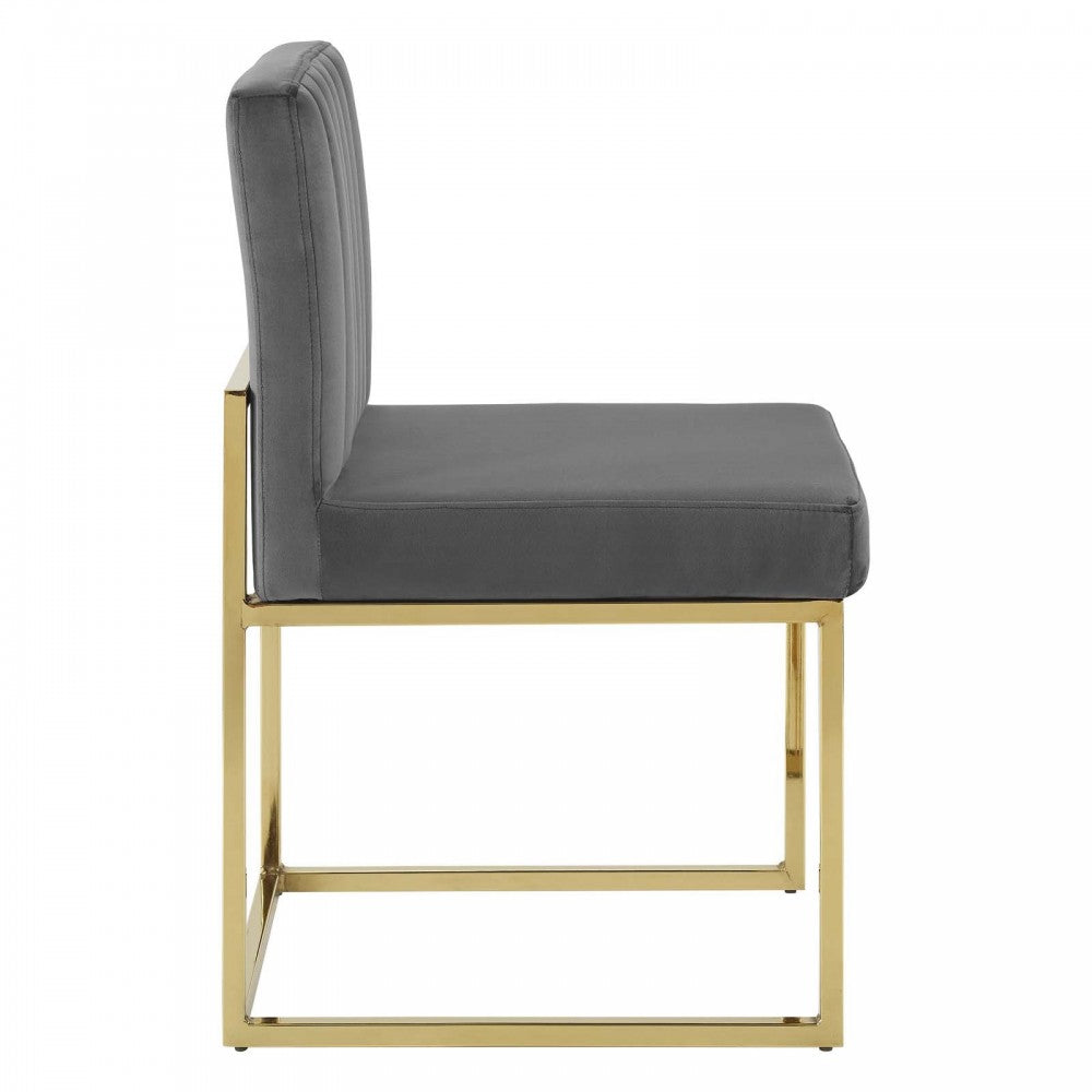 Carriage Dining Chair Performance Velvet Set of 2, Gold Charcoal