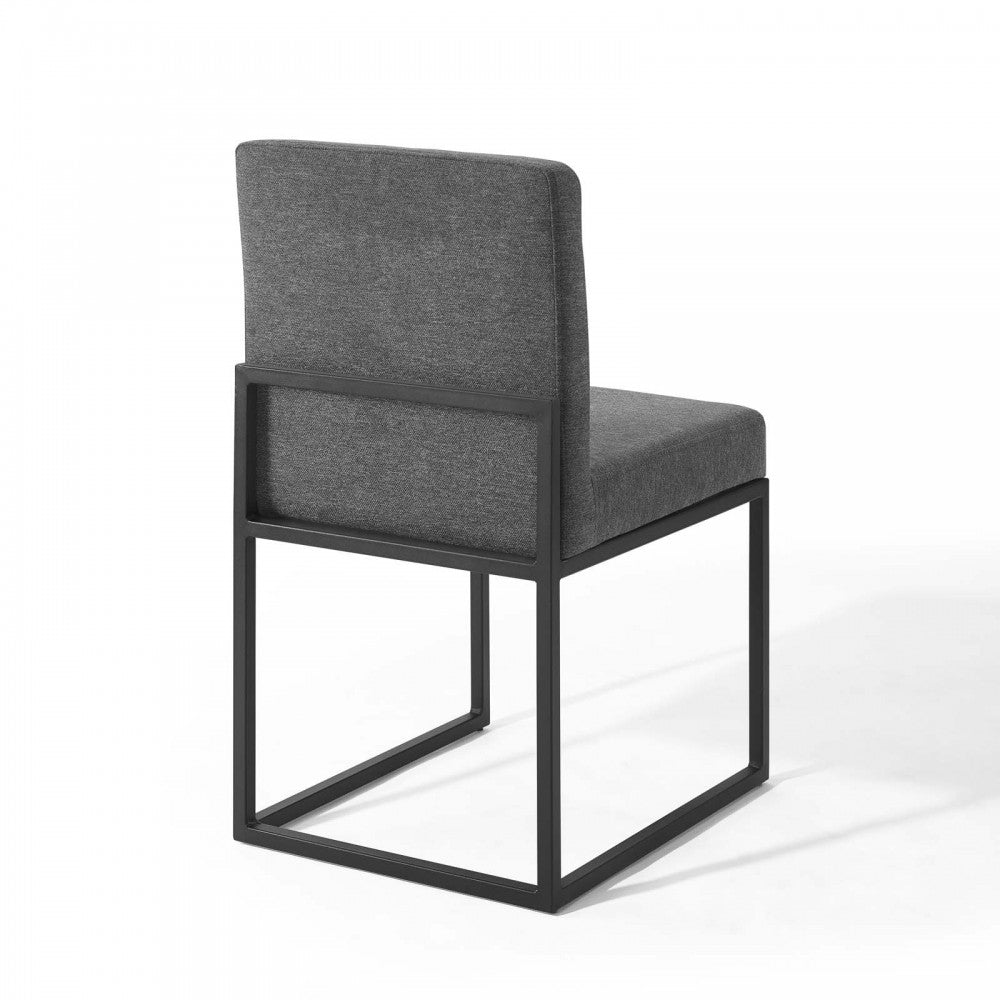 Carriage Dining Chair Upholstered Fabric Set of 2, Black Charcoal