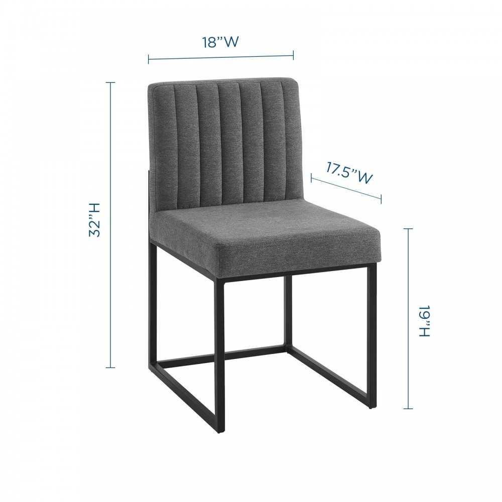 Carriage Dining Chair Upholstered Fabric Set of 2, Black Charcoal