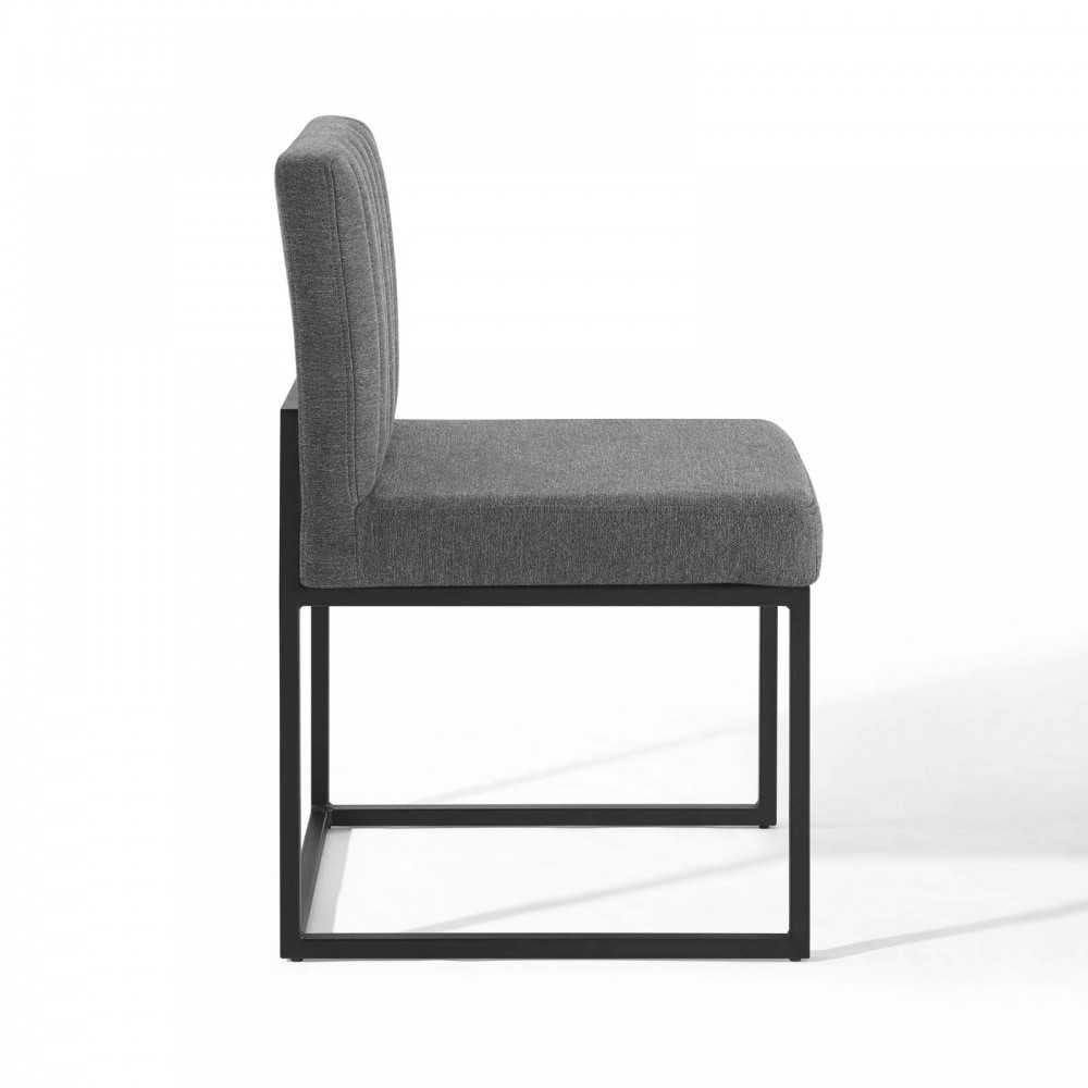 Carriage Dining Chair Upholstered Fabric Set of 2, Black Charcoal