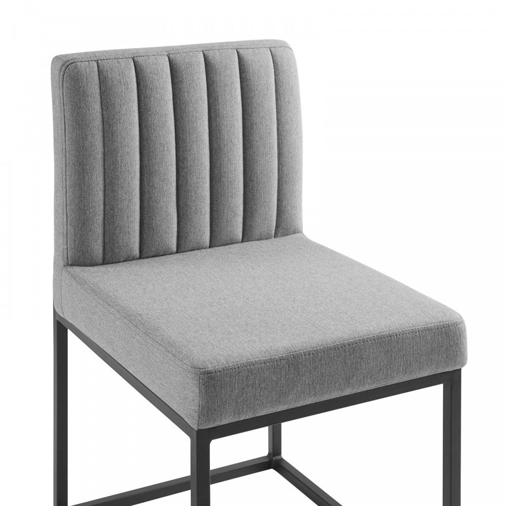 Carriage Dining Chair Upholstered Fabric Set of 2, Black Light Gray