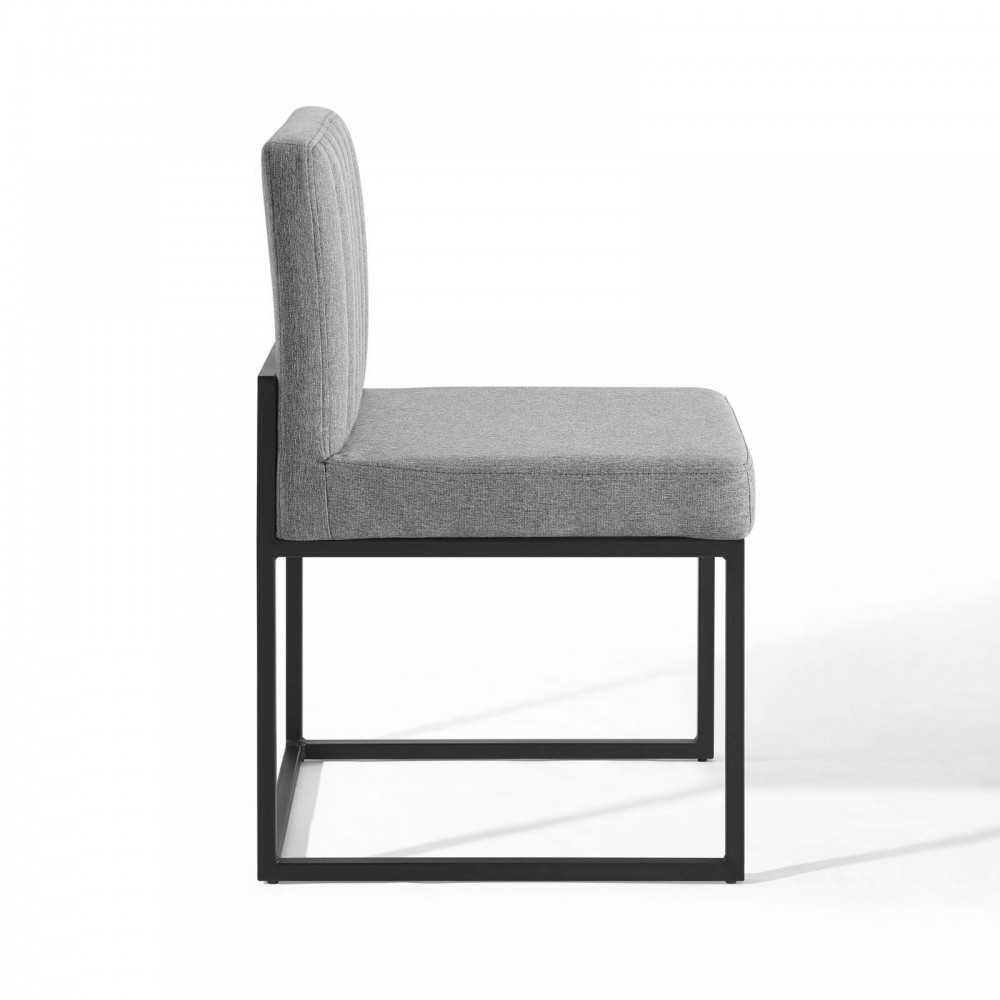 Carriage Dining Chair Upholstered Fabric Set of 2, Black Light Gray
