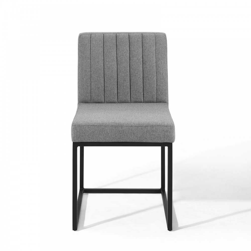 Carriage Dining Chair Upholstered Fabric Set of 2, Black Light Gray