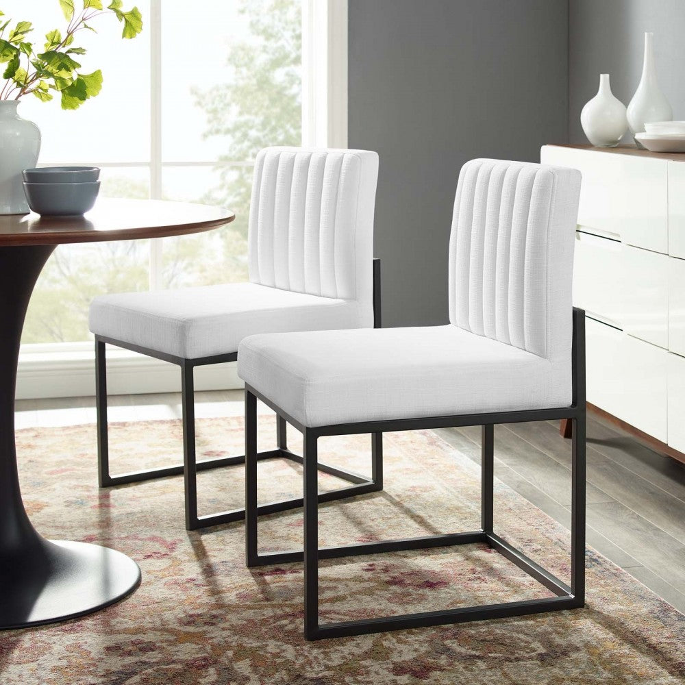 Carriage Dining Chair Upholstered Fabric Set of 2, Black White