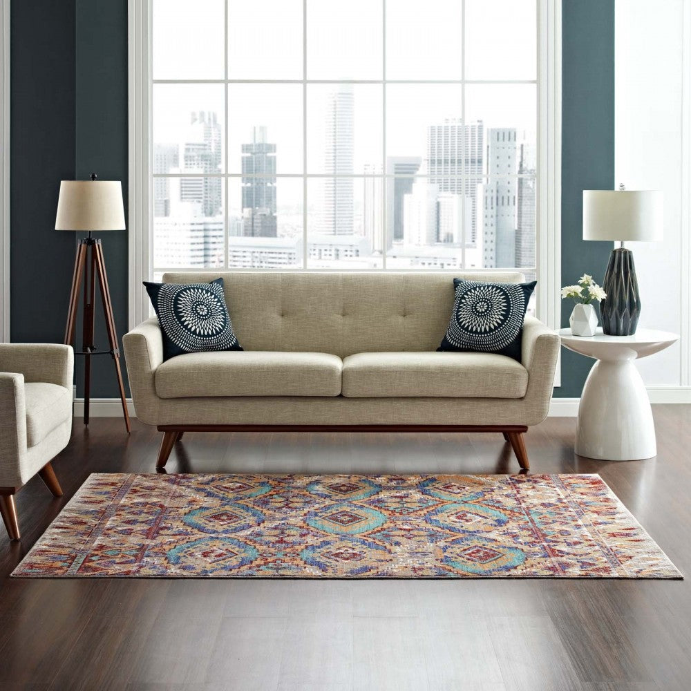 Centehua Distressed Southwestern Aztec 4x6 Area Rug