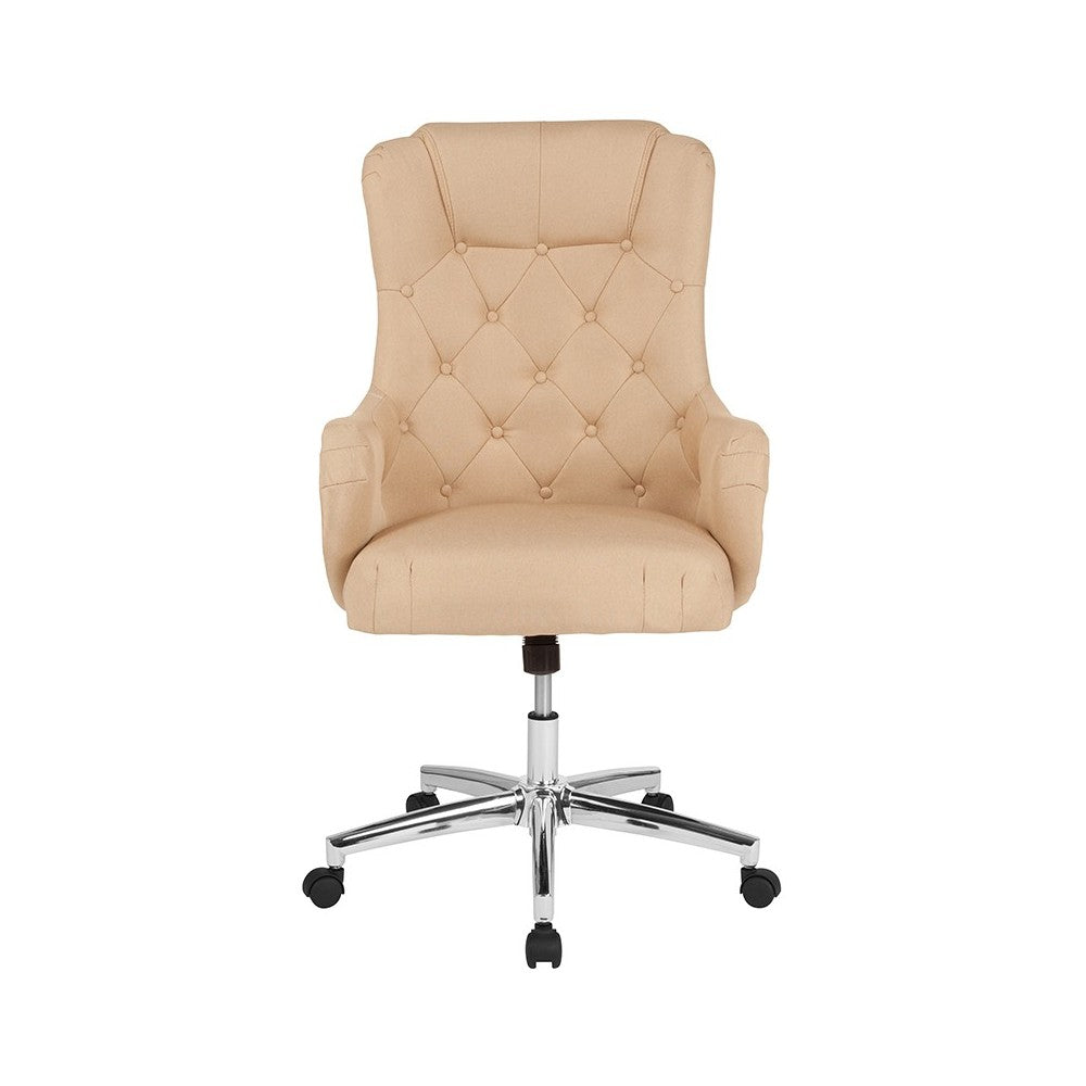 Chambord Home and Office Upholstered High Back Chair in Beige Fabric