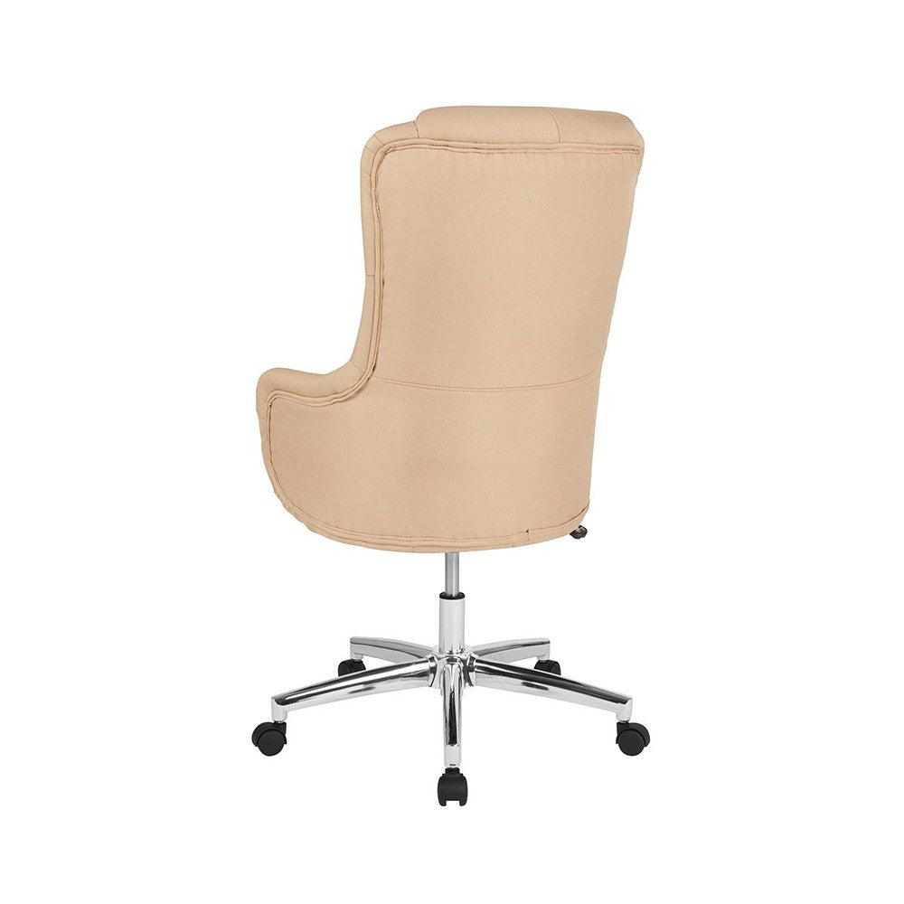 Chambord Home and Office Upholstered High Back Chair in Beige Fabric