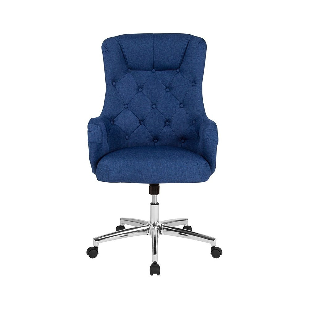 Chambord Home and Office Upholstered High Back Chair in Blue Fabric