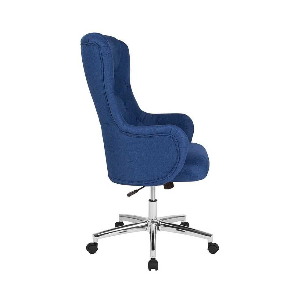 Chambord Home and Office Upholstered High Back Chair in Blue Fabric