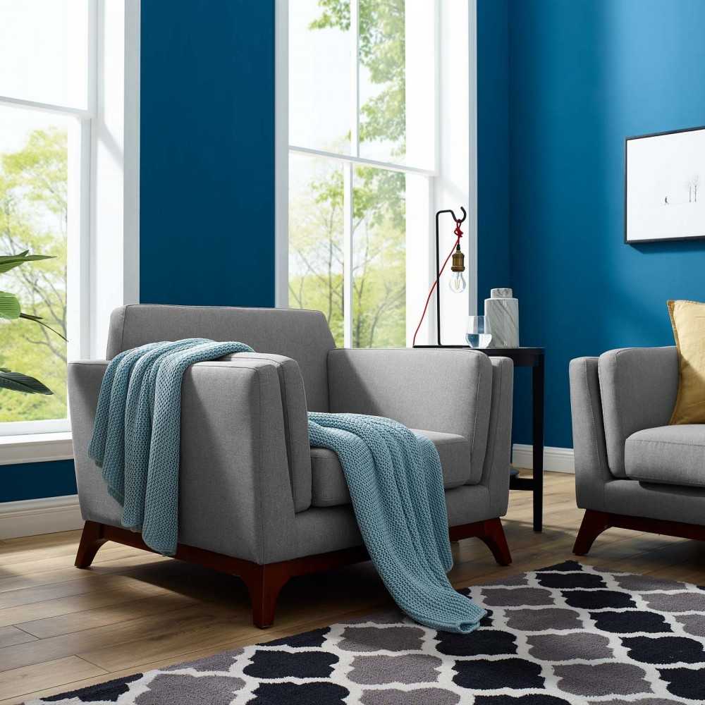 Chance Upholstered Fabric Armchair, Light Gray