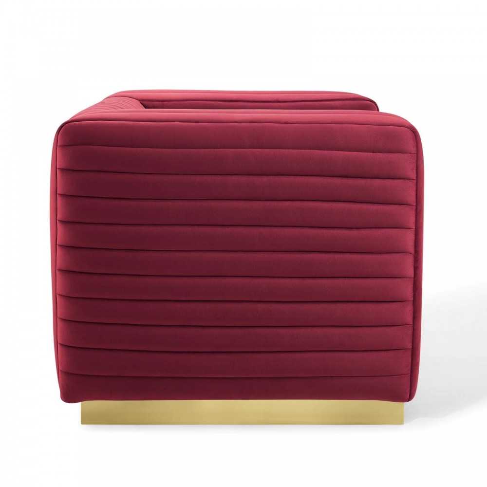 Charisma Channel Tufted Performance Velvet Accent Armchair, Maroon