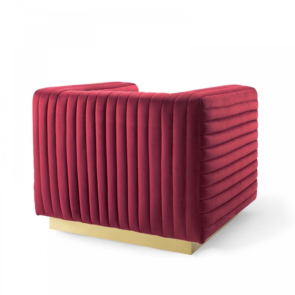 Charisma Channel Tufted Performance Velvet Accent Armchair, Maroon