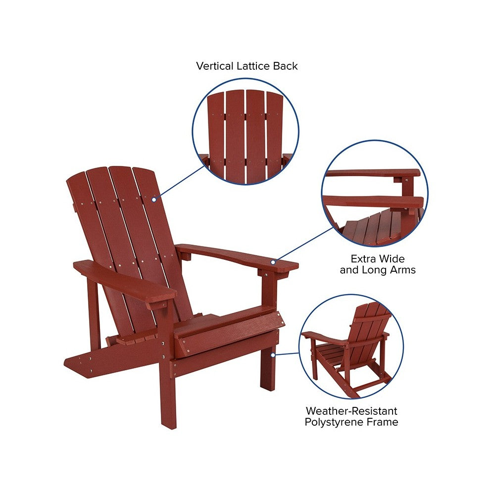 Charlestown All-Weather Adirondack Chair in Red Faux Wood