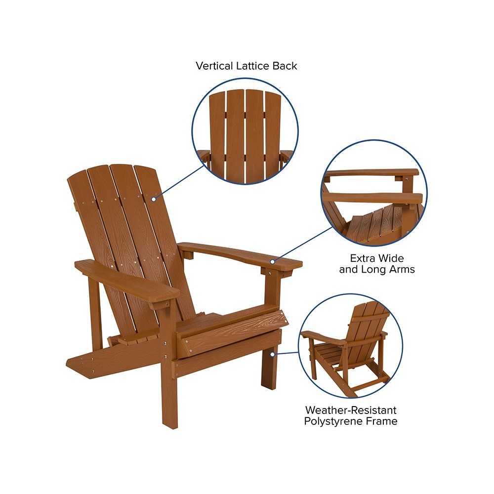 Charlestown All-Weather Adirondack Chair in Teak Faux Wood