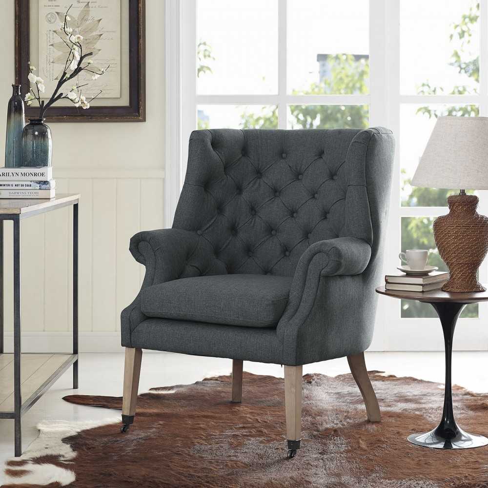 Chart Upholstered Fabric Lounge Chair, Gray
