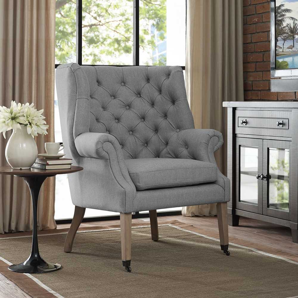 Chart Upholstered Fabric Lounge Chair, Light Gray