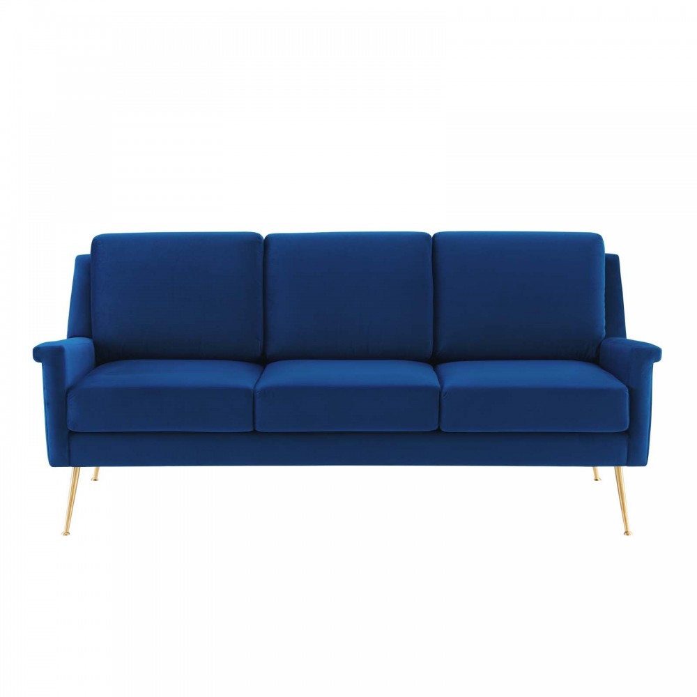 Chesapeake Performance Velvet Sofa, Gold Navy