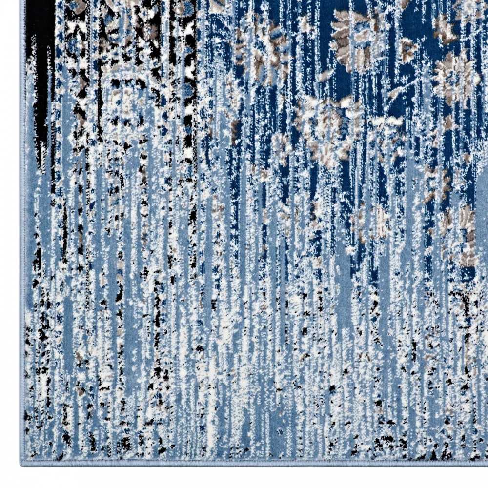 Chiara Distressed Floral Lattice Contemporary 8x10 Area Rug, Moroccan Blue