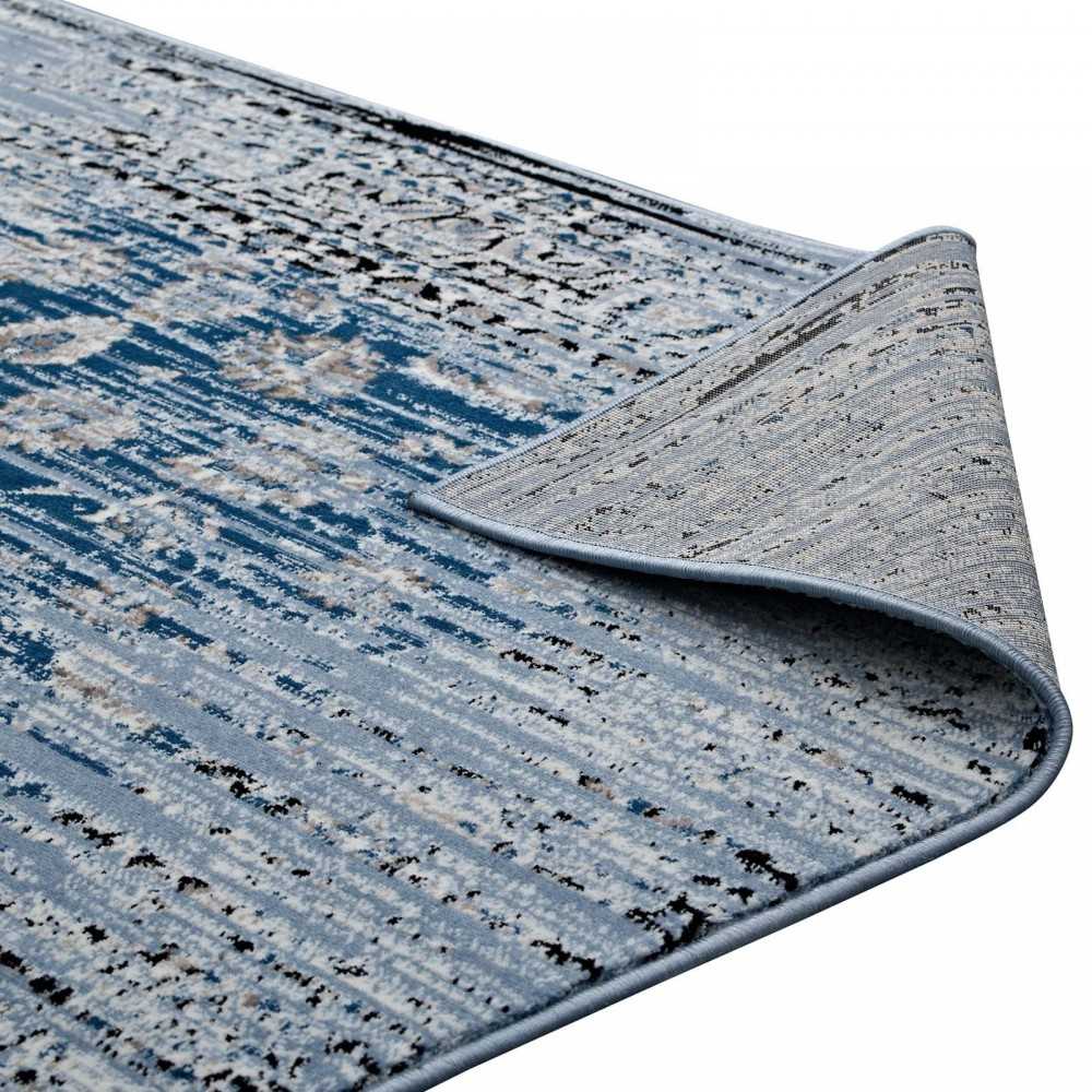 Chiara Distressed Floral Lattice Contemporary 8x10 Area Rug, Moroccan Blue