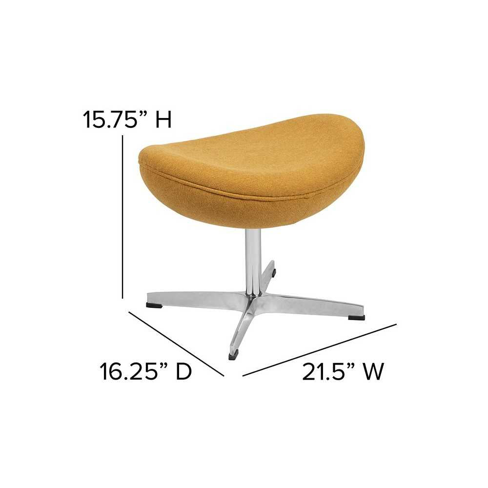 Citron Fabric Saddle Wing Ottoman
