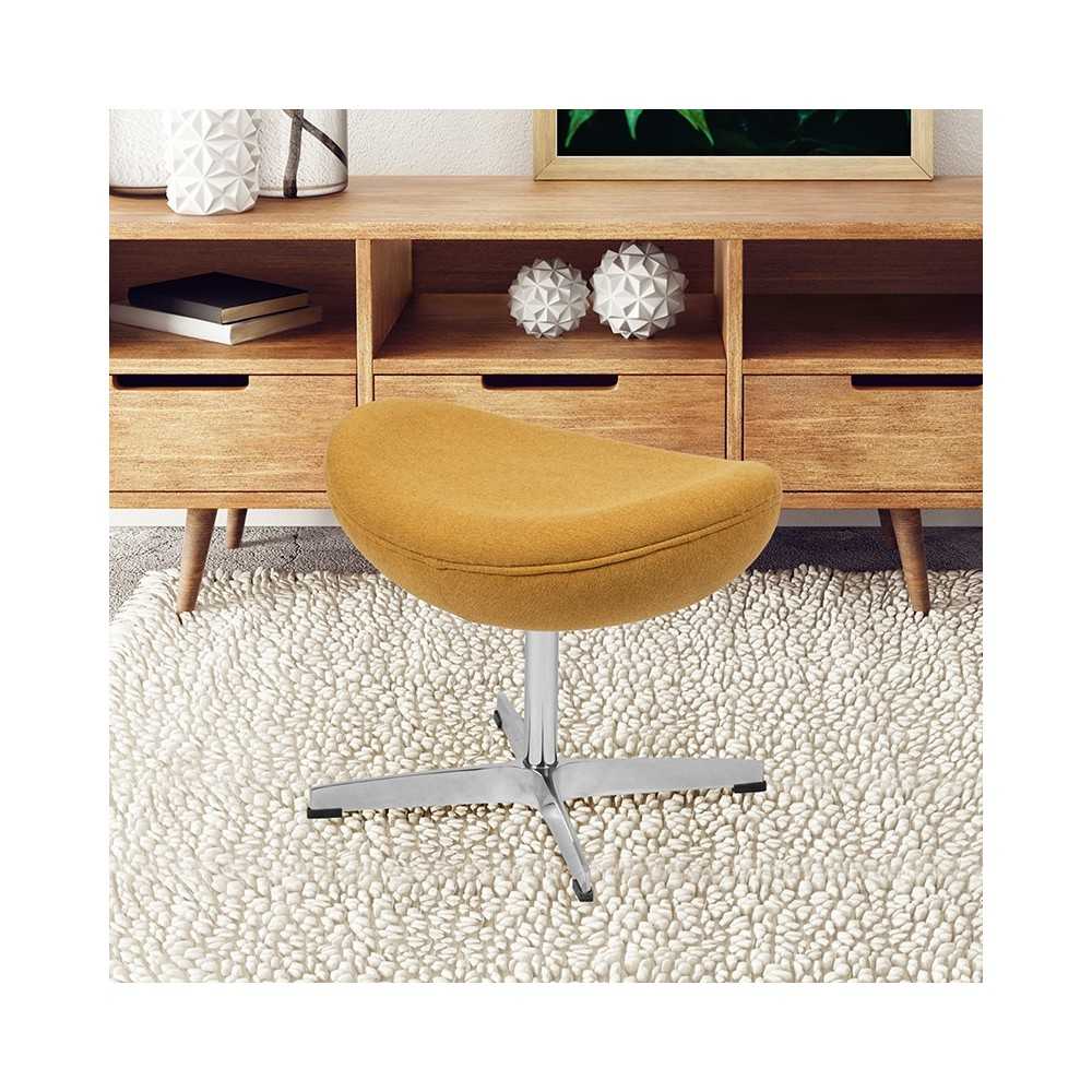 Citron Fabric Saddle Wing Ottoman