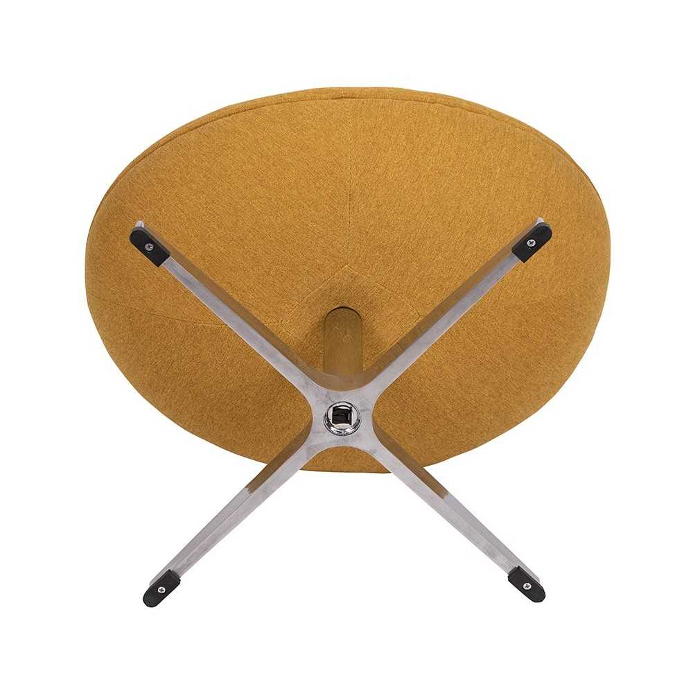 Citron Fabric Saddle Wing Ottoman