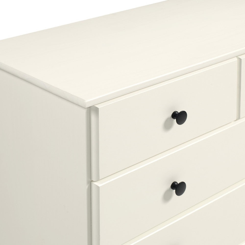 Classic 9 Drawer Solid Wood Top Dresser with Metal Hardware - White