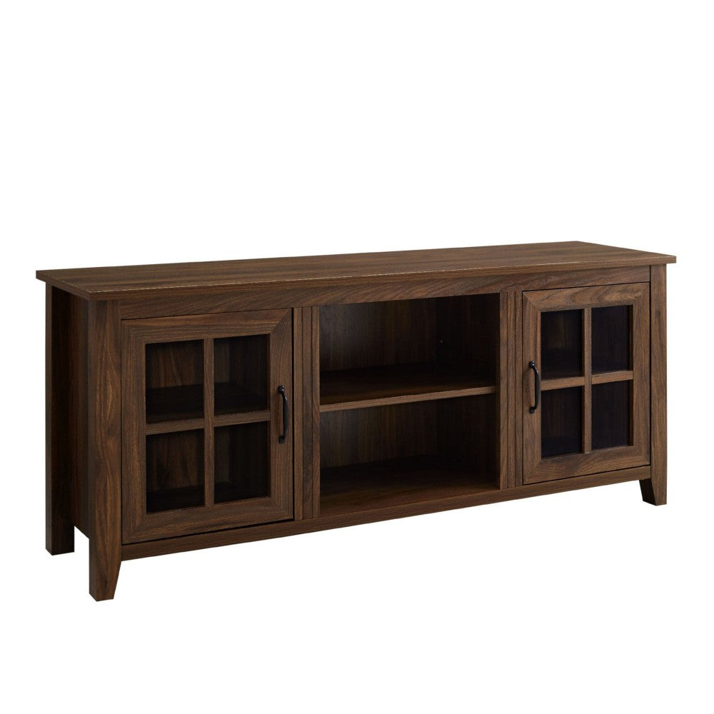 Classic Glass Door TV Console for TVs up to 65" - Dark Walnut