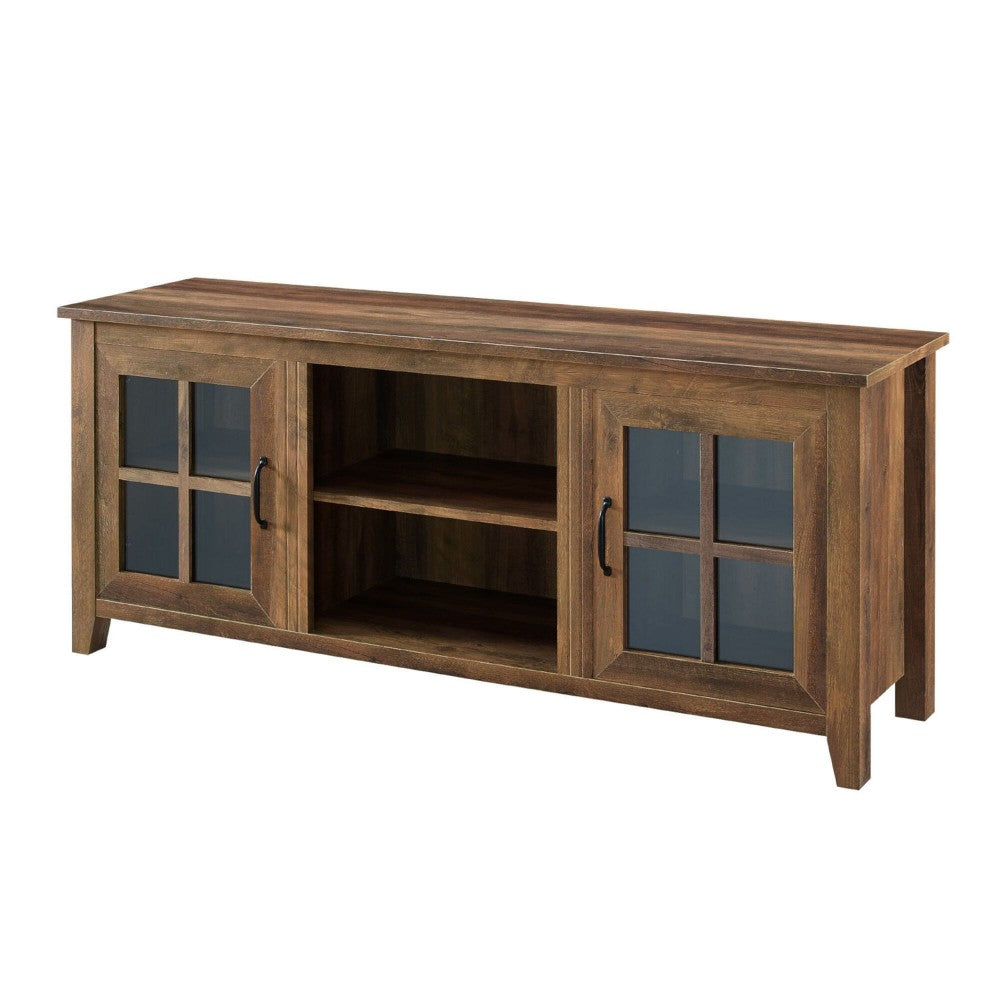 Classic Glass Door TV Console for TVs up to 65" - Rustic Oak