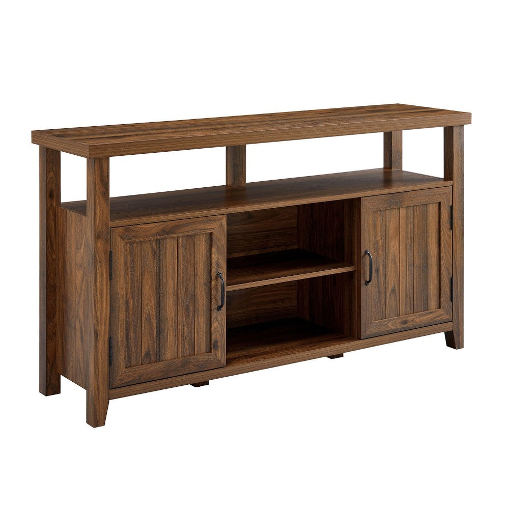 Classic Grooved-Door Tall TV Stand for TVs up to 65" - Dark Walnut