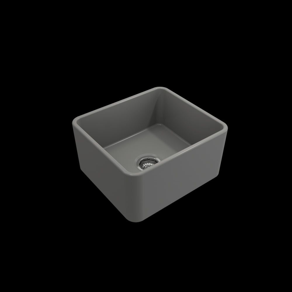 Classico Farmhouse Apron Front Fireclay 20 in. Single Bowl Kitchen Sink with Protective Bottom Grid and Strainer in Matte Gray