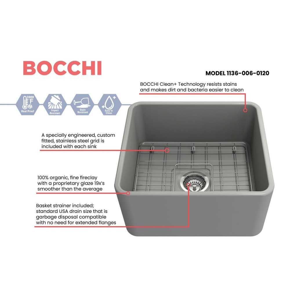 Classico Farmhouse Apron Front Fireclay 20 in. Single Bowl Kitchen Sink with Protective Bottom Grid and Strainer in Matte Gray