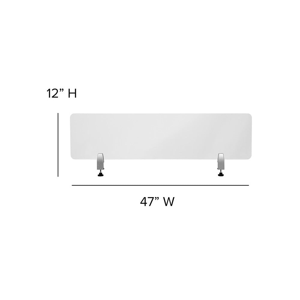 Clear Acrylic Desk Partition, 12"H x 47"L (Hardware Included)