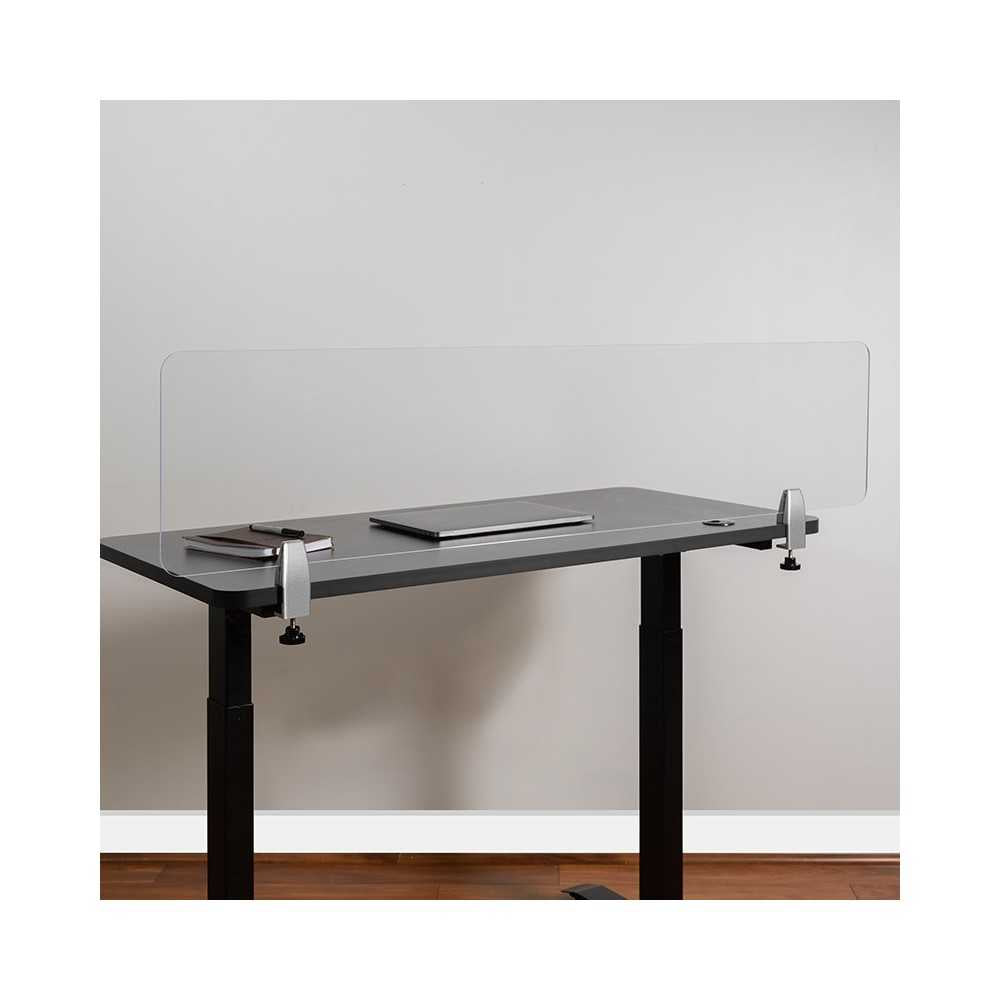 Clear Acrylic Desk Partition, 12"H x 55"L (Hardware Included)