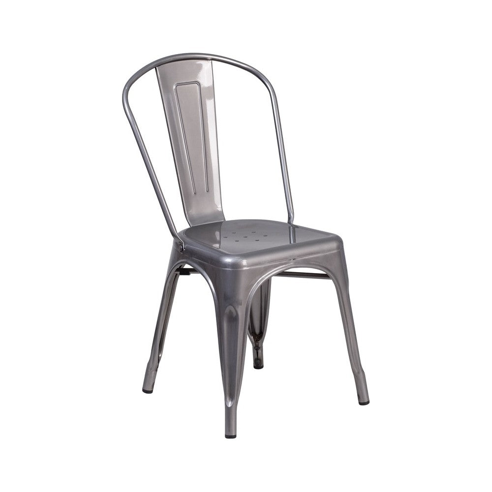 Clear Coated Metal Indoor Stackable Chair